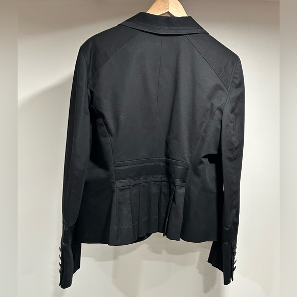Black Crop Jacket with Pleats and Notched Collar - Picture 3 of 5